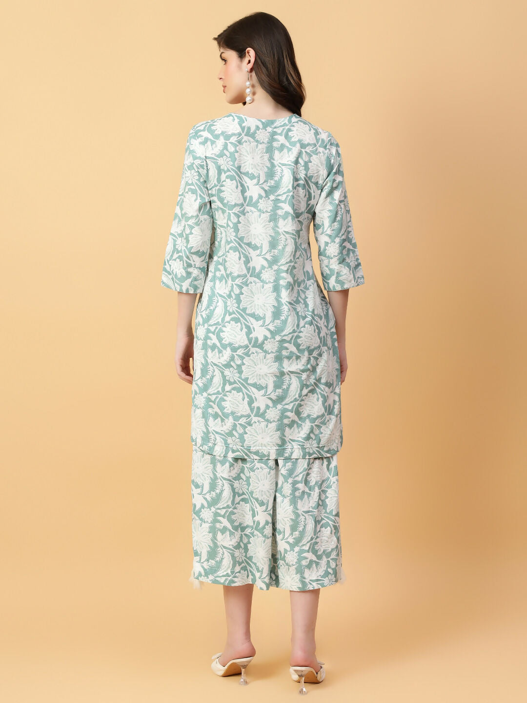 Joban Fashion Green Cotton Printed & Hand Work Co-ord Set | Grocsy