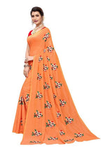 Vamika Chanderi Cotton Embroidery Orange Saree (Mogra Orange) | Grocsy