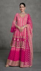 Vastranavya Pink Embroidered Sequins Work Pakistani Palazzo Suit | Grocsy