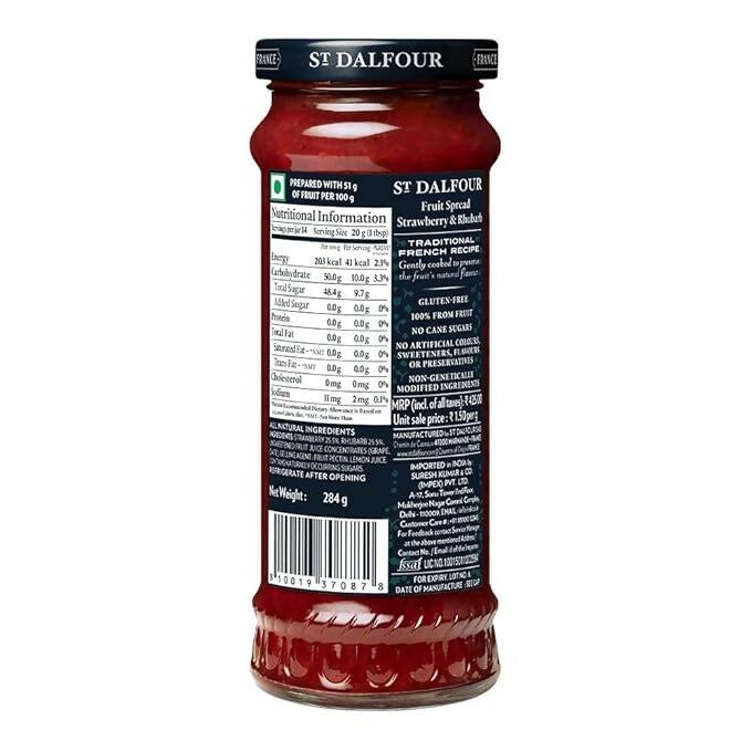 ST. DALFOUR Strawberry & Rhubarb Fruit Spread | Grocsy