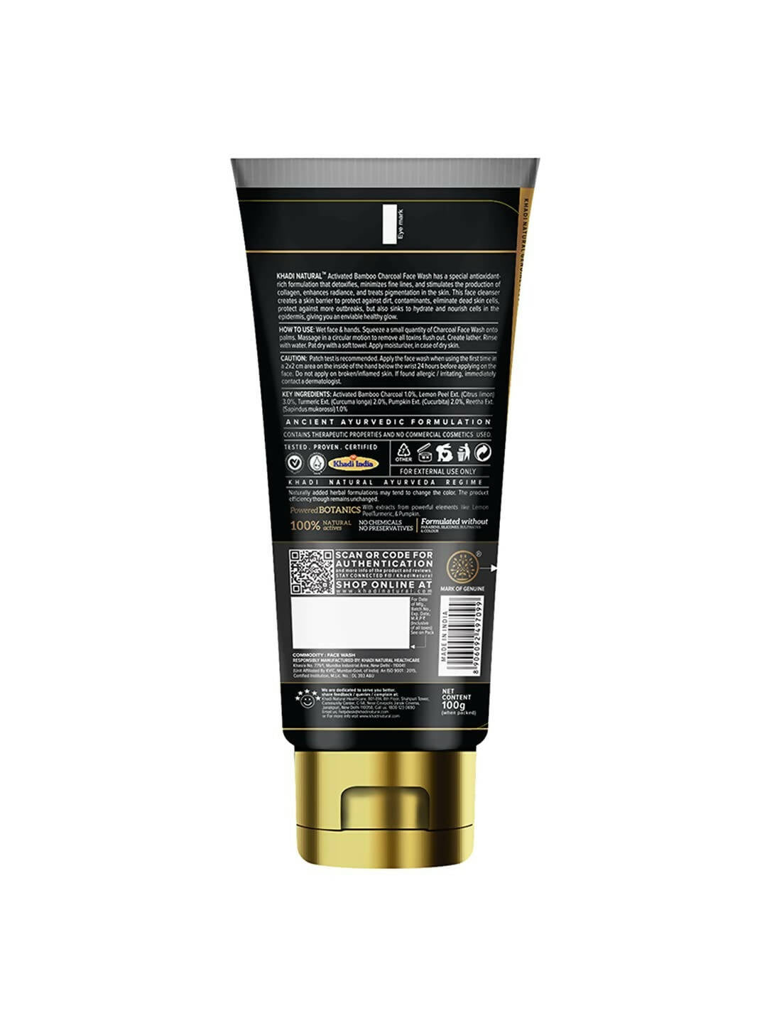 Khadi Natural Activated Bamboo Charcoal Face Wash | Grocsy