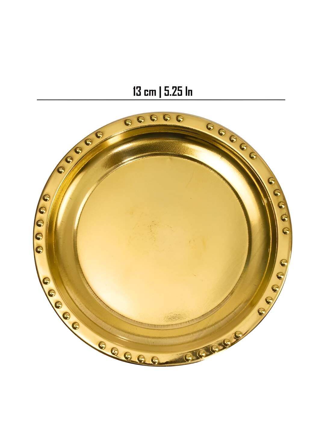 Spillbox Gold-Toned Brass Plain Dotted Thali Pooja Essential | Grocsy