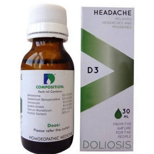 Doliosis Homeopathy D3 Headache Drops | Grocsy