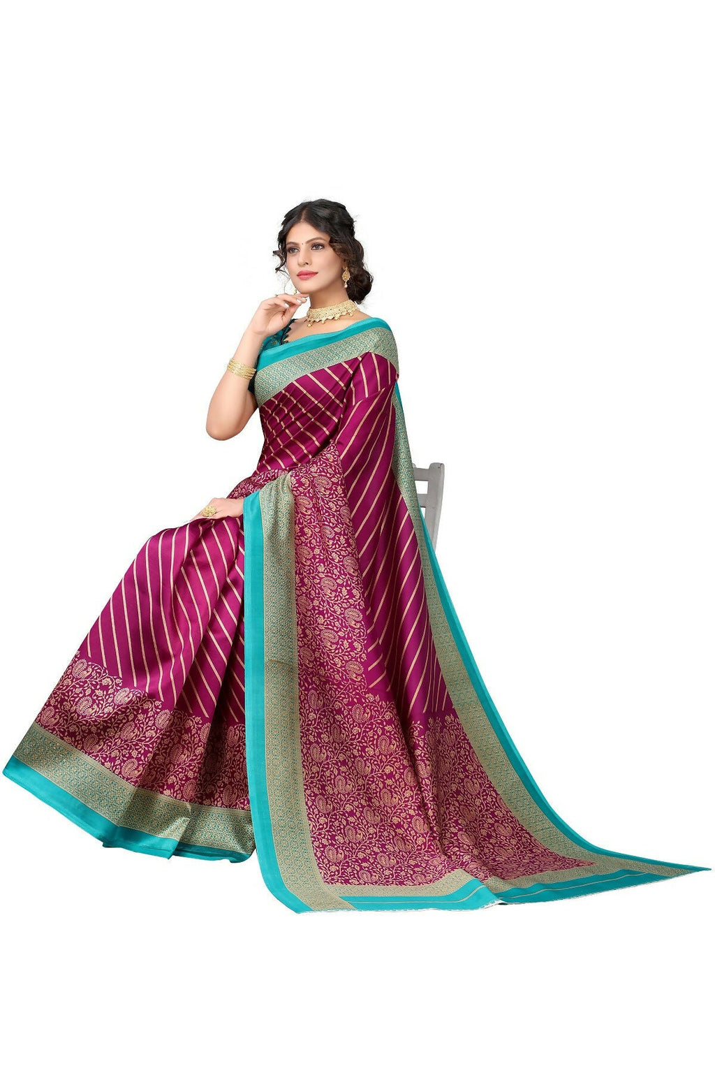 Vamika Purple Printed Art Silk Saree | Grocsy