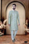 Joban Fashion Men's Green Base Silk Kurta with Pyjama | Grocsy