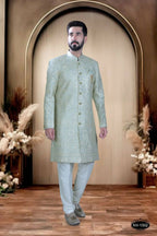 Joban Fashion Men's Green Base Silk Kurta with Pyjama | Grocsy