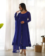 Joban Fashion Royal Blue Kurta Set Georgette Sequence Embroidery Work | Grocsy