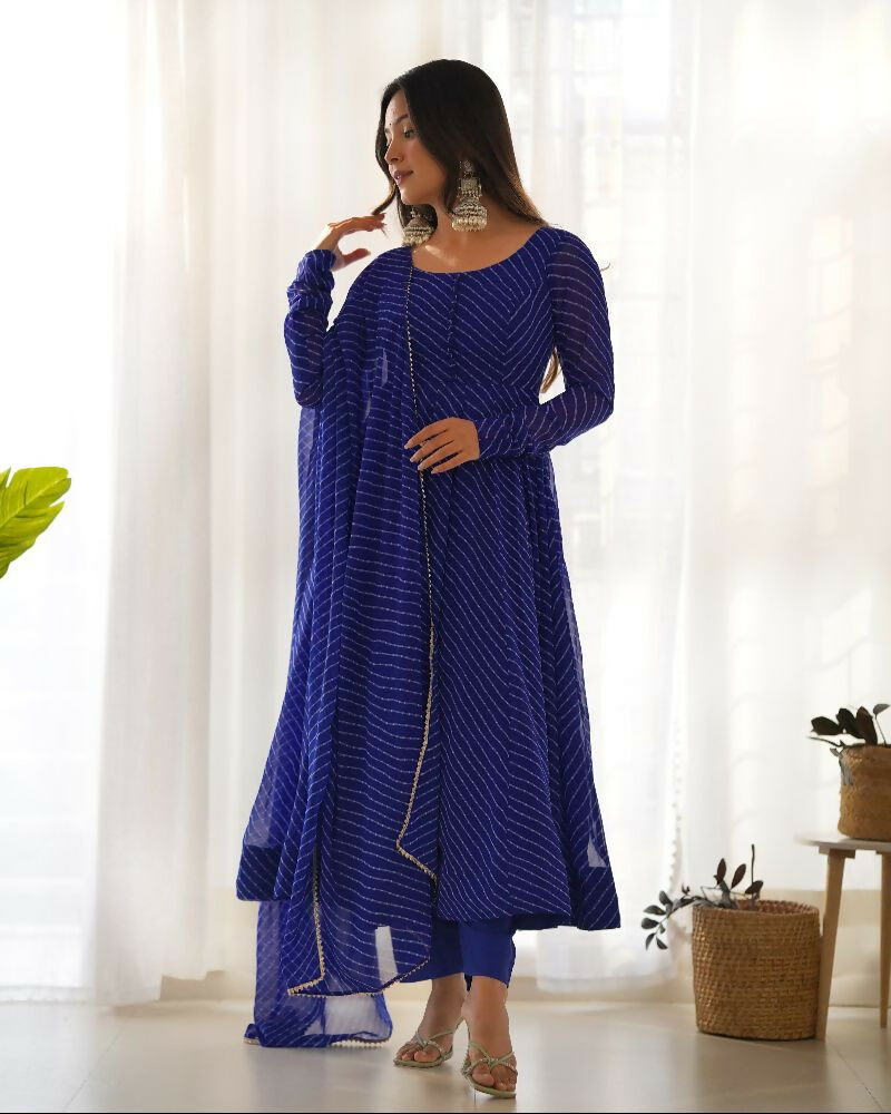 Joban Fashion Royal Blue Kurta Set Georgette Sequence Embroidery Work | Grocsy