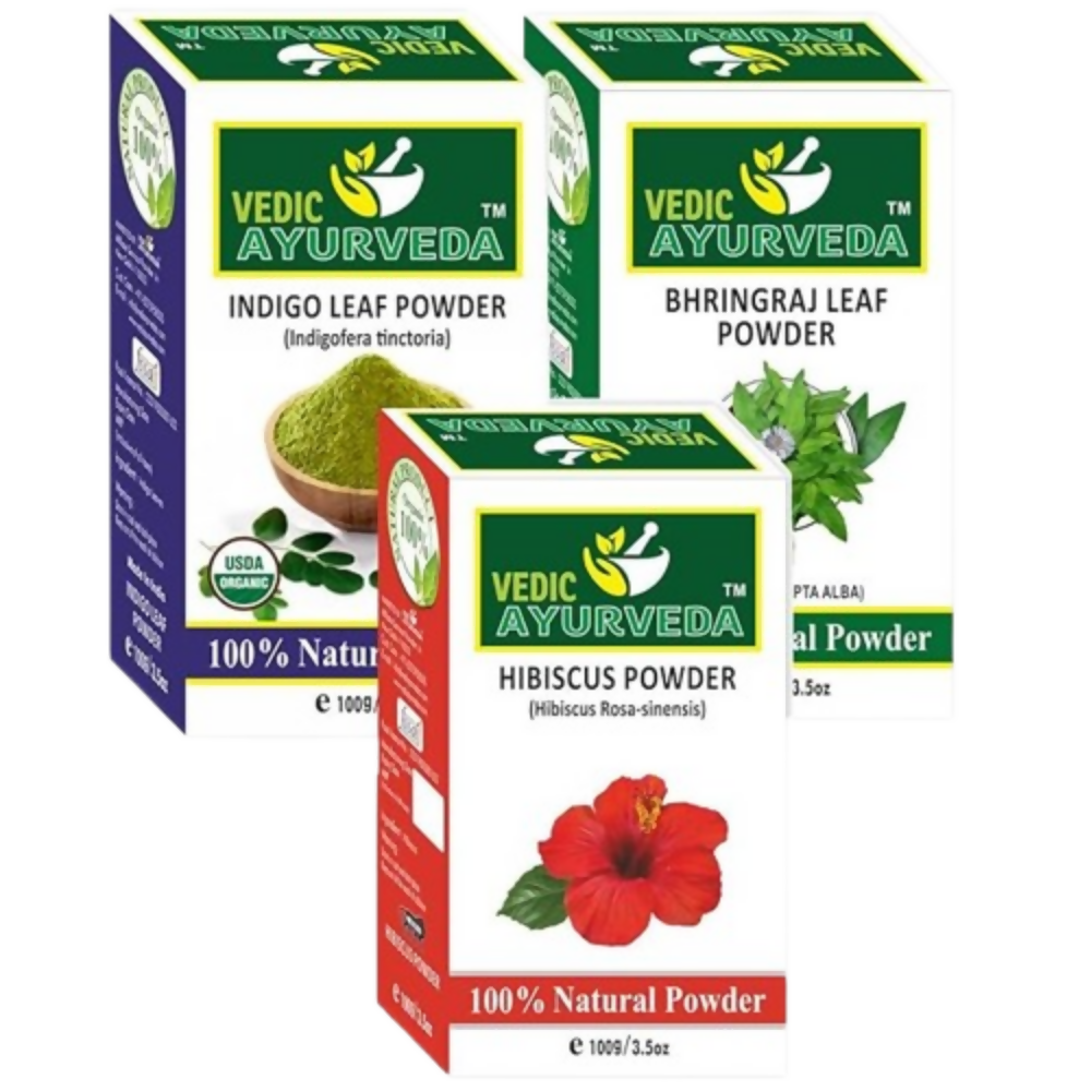 VedicAyurveda Indigo, Bhringraj, Hibiscus Powder | Grocsy