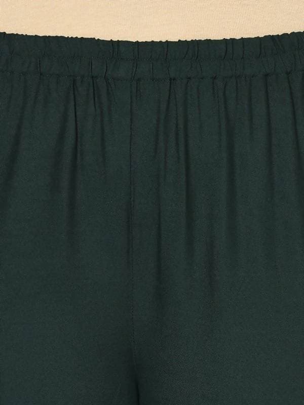 Aniyah Rayon Bottle Green Color Flared Slip-On Palazzo (AN-206K) | Grocsy