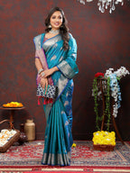 Lorenvalley Fashion Rama Soft Silk Woven Design Zari Weaving Saree | Grocsy