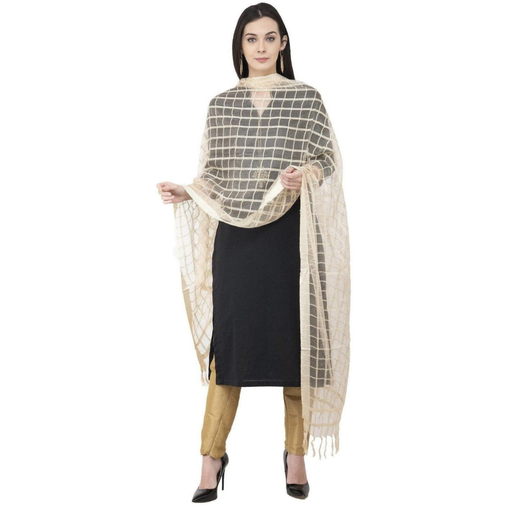 A R Silk Cotton Square Regular Dupatta White Color Dupatta or Chunni | Grocsy