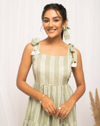 FIORRA Women's Green Cotton Printed Dress | Grocsy