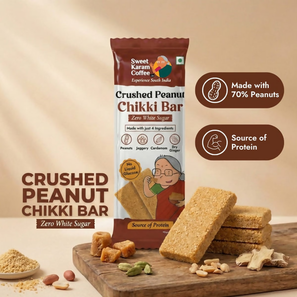 Sweet Karam Coffee Crushed Peanut Chikki Bar (Zero White Sugar) | Grocsy