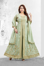Joban Fashion Muslin Silk Olive Green Color Kurta Set | Grocsy