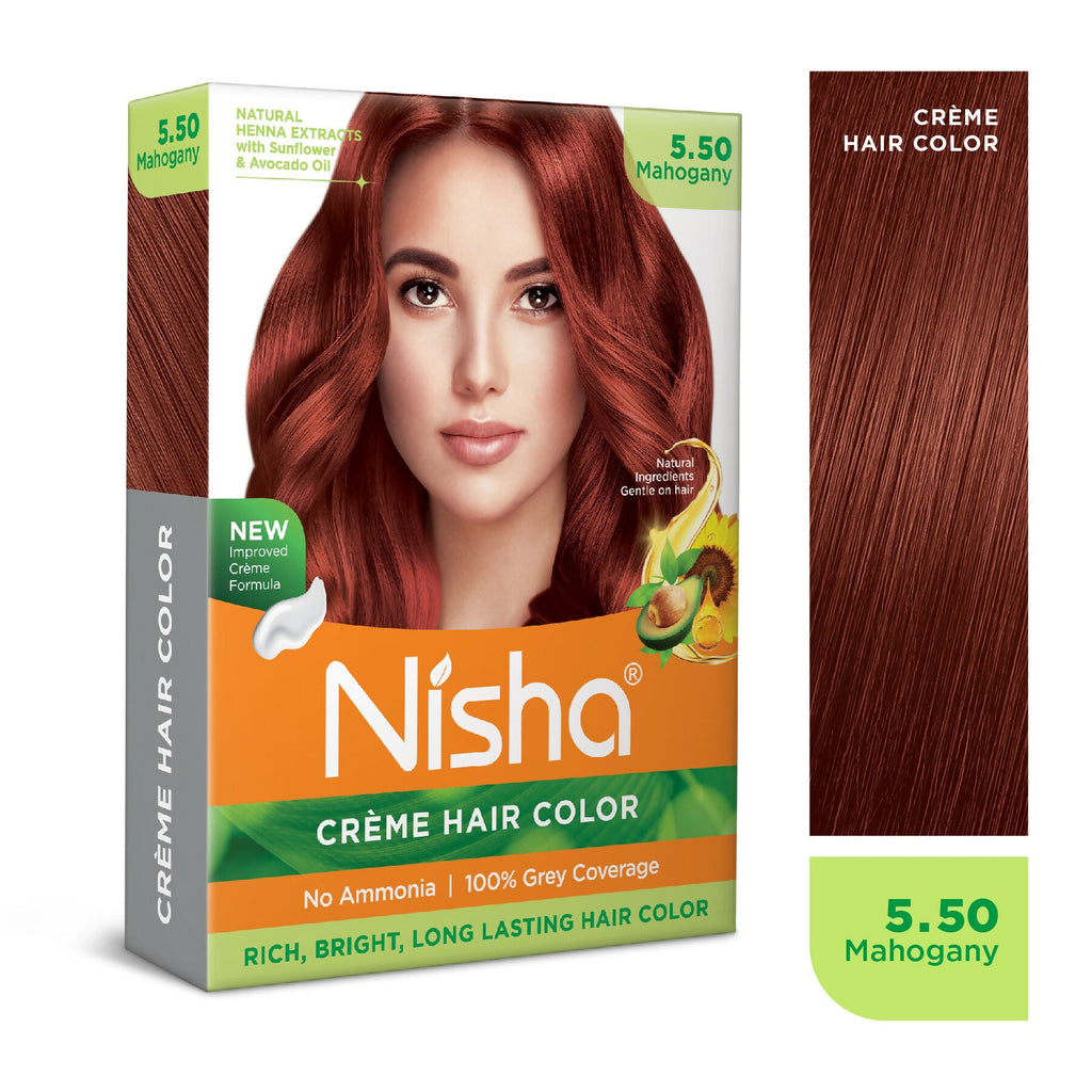 Nisha Creme Hair Color for Women - Mahogany | Grocsy