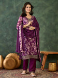 The52 Women's Beautiful Embroidery Work Chinon silk Fabric Straight Kurta Pant and Dupatta Set | Grocsy
