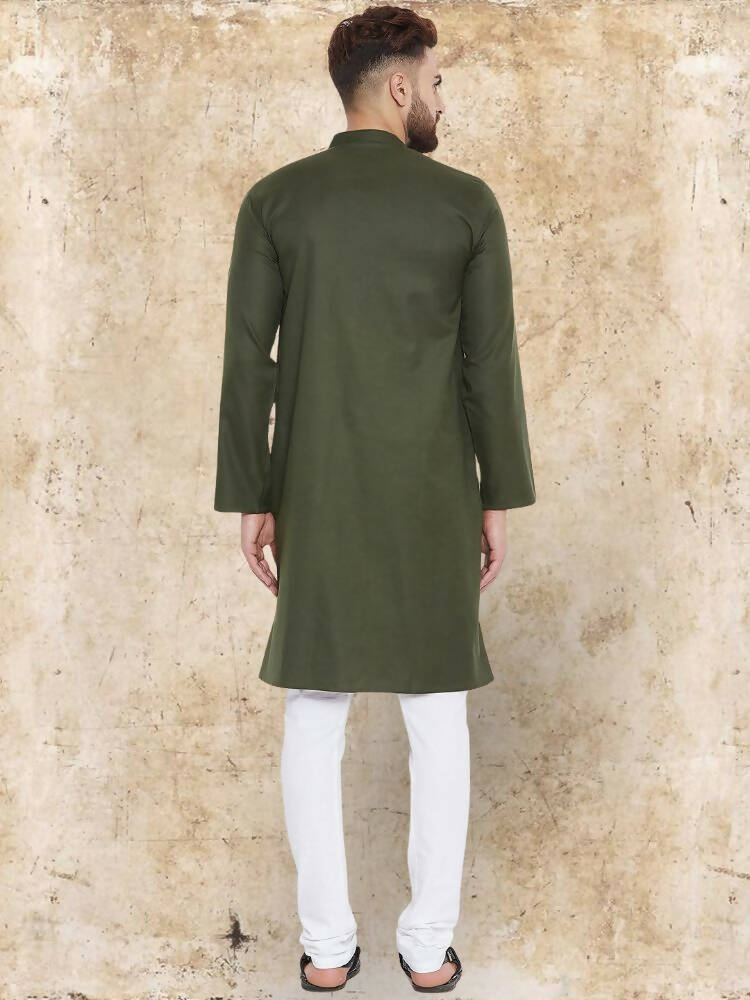 Even Apparels Pure Cotton Green Kurta - Green | Grocsy