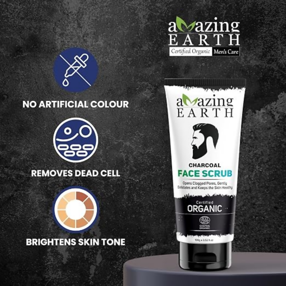 Amazing Earth Activated Charcoal Face Scrub for Men | Grocsy