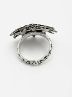 NVR Women's Silver-Toned Floral Shape Adjustable Finger Ring | Grocsy