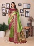 Aastha Fashion Pista Tissue Silk Weaving Saree | Grocsy