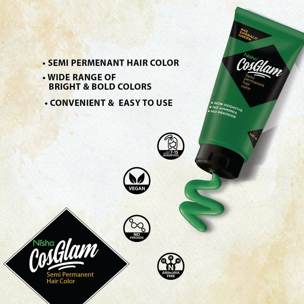 Nisha Cosglam Semi Permanent Hair Color 42 Emerald Green | Grocsy