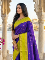 Shree Shyam Fashion Navy Blue Silk Blend Saree | Grocsy
