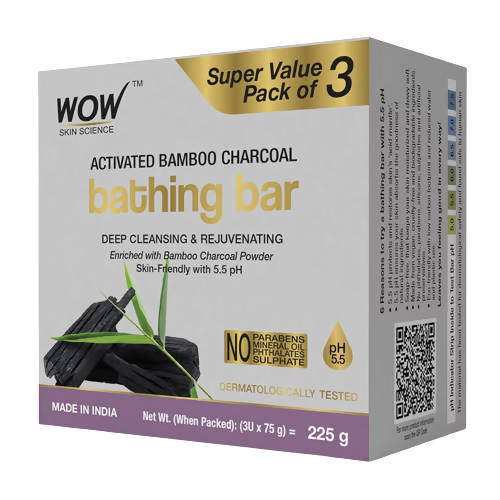 Wow Skin Science Activated Bamboo Charcoal Bathing Bar | Grocsy
