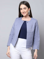Even Apparels Grey 100% Viscose Open Front Statement Women's Jacket | Grocsy