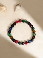 Red Carnelian, Lapis Lazuli, Amethyst and Green Avanturine Multicoloured Cyrstal Beads bracelet - Ruby Raang | Grocsy