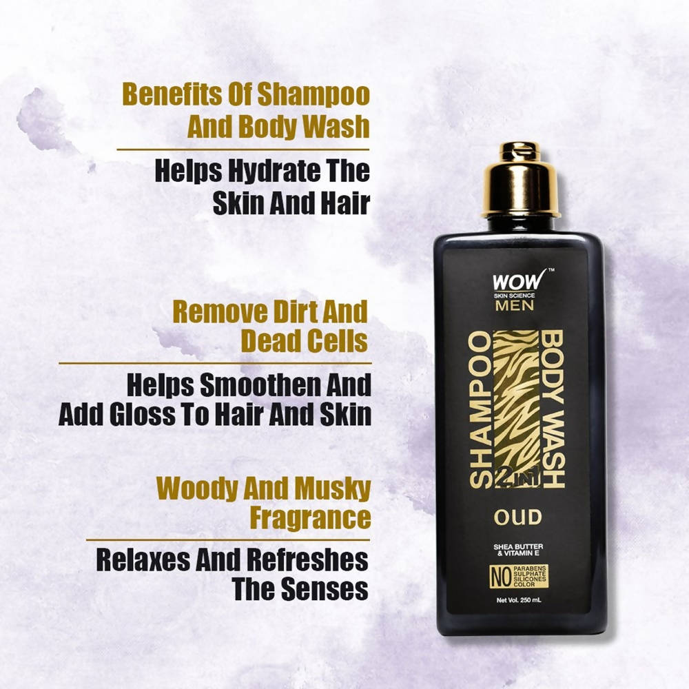 Wow Skin Science Men Charcoal 2 in 1 Body Wash And Shampoo | Grocsy