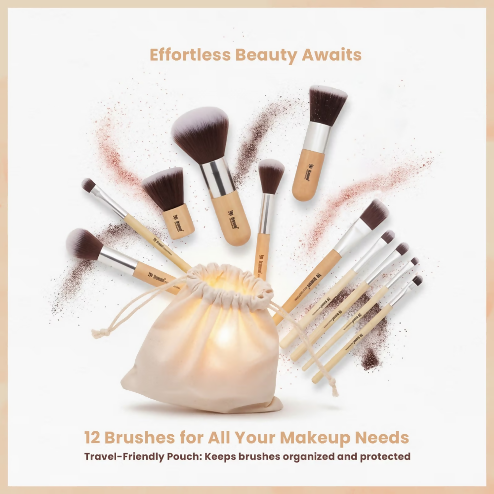 Bronson Professional Bamboo Makeup Brush Set - 11 Pcs | Grocsy