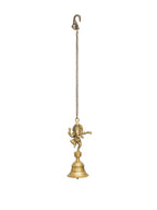 eCraftIndia Golden Brass Dancing Ganesha Idol Wall Hanging Bell With Chain | Grocsy