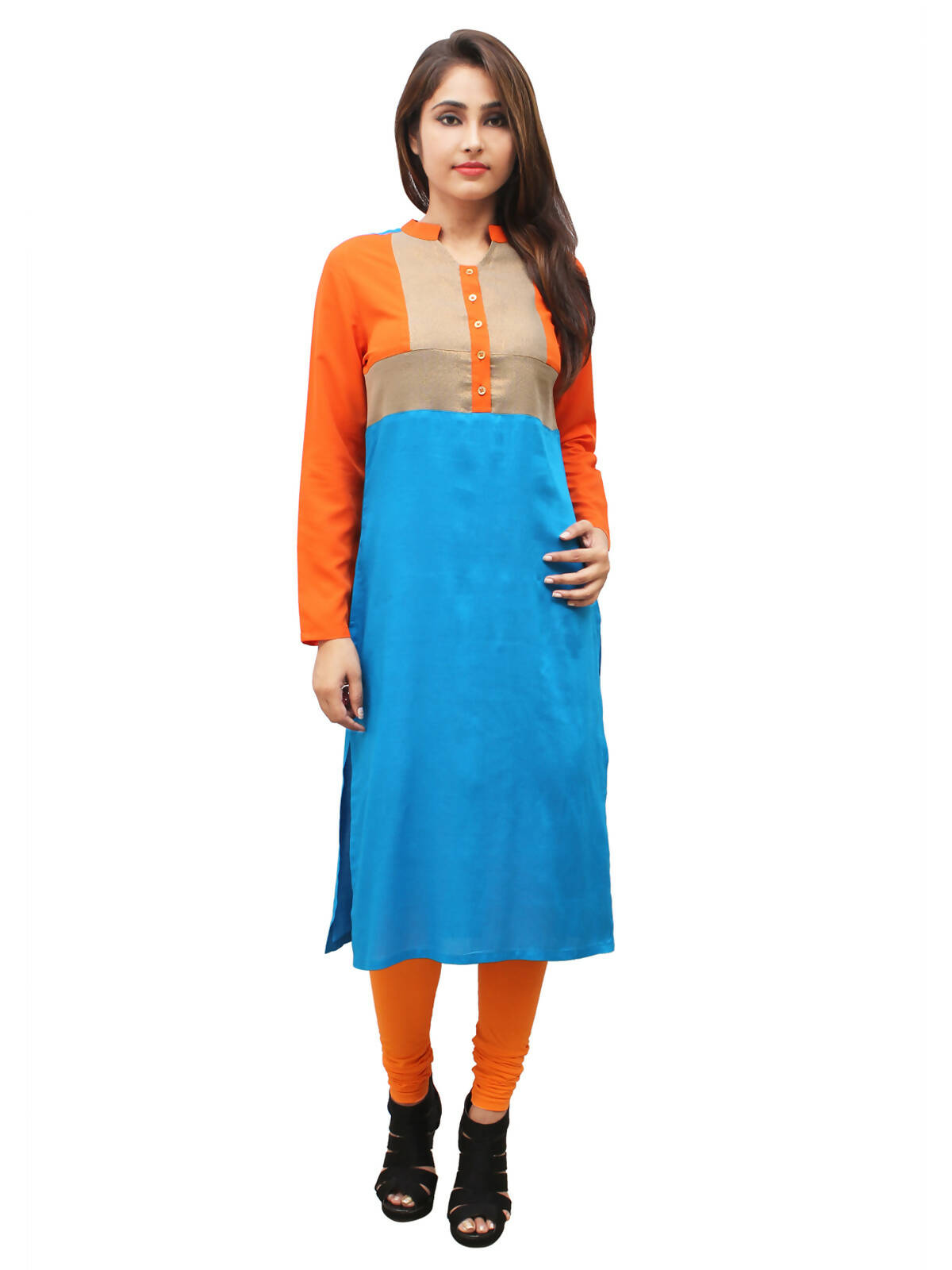 Women's Turq Fusion Combination Of Two Colours With Zari - G & A Apparels | Grocsy