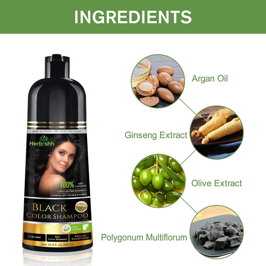 Herbishh Black Hair Color Shampoo | Grocsy