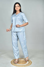 Morchari Digital Print Semi Muslin Co-Ord Set Top & Trouser-Multicolor | Grocsy