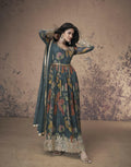 Vastranavya Georgette Digital Print With Sequence Embroidery Stitch Work Side Slit Abaya Style Suit | Grocsy