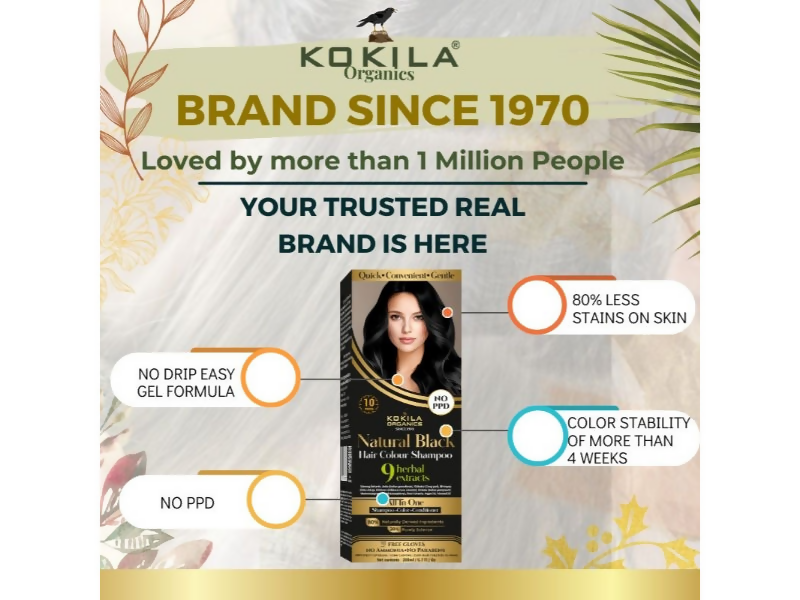 Kokila Organics NO PPD Shampoo Hair Colour - Black | Grocsy