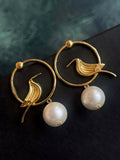 Joban Fashion Women White Pearl With Golden Top Stud Earring | Grocsy
