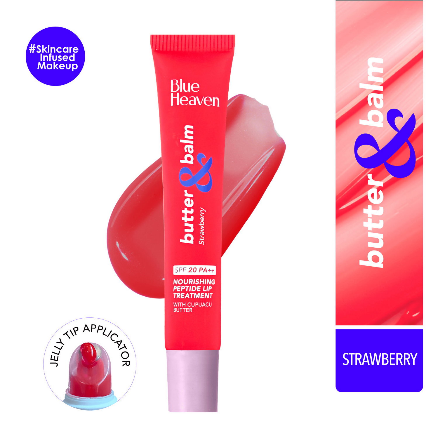 Blue Heaven Butter & Balm Peptide Based Tinted Lip Balm With Spf 20 Pa++ - Strawberry | Grocsy