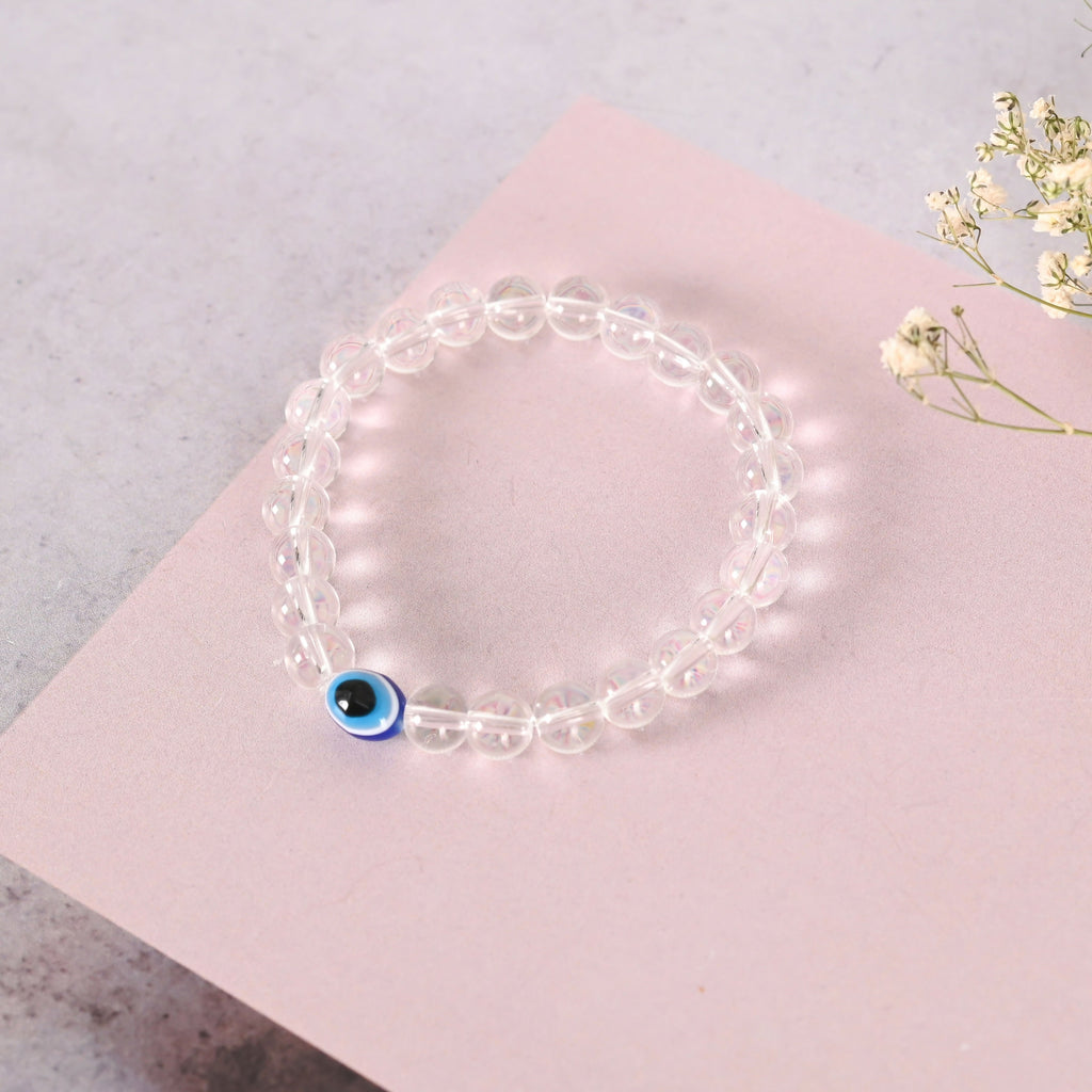 NVR Men & Women Transparent Beaded Elasticated Bracelet | Grocsy