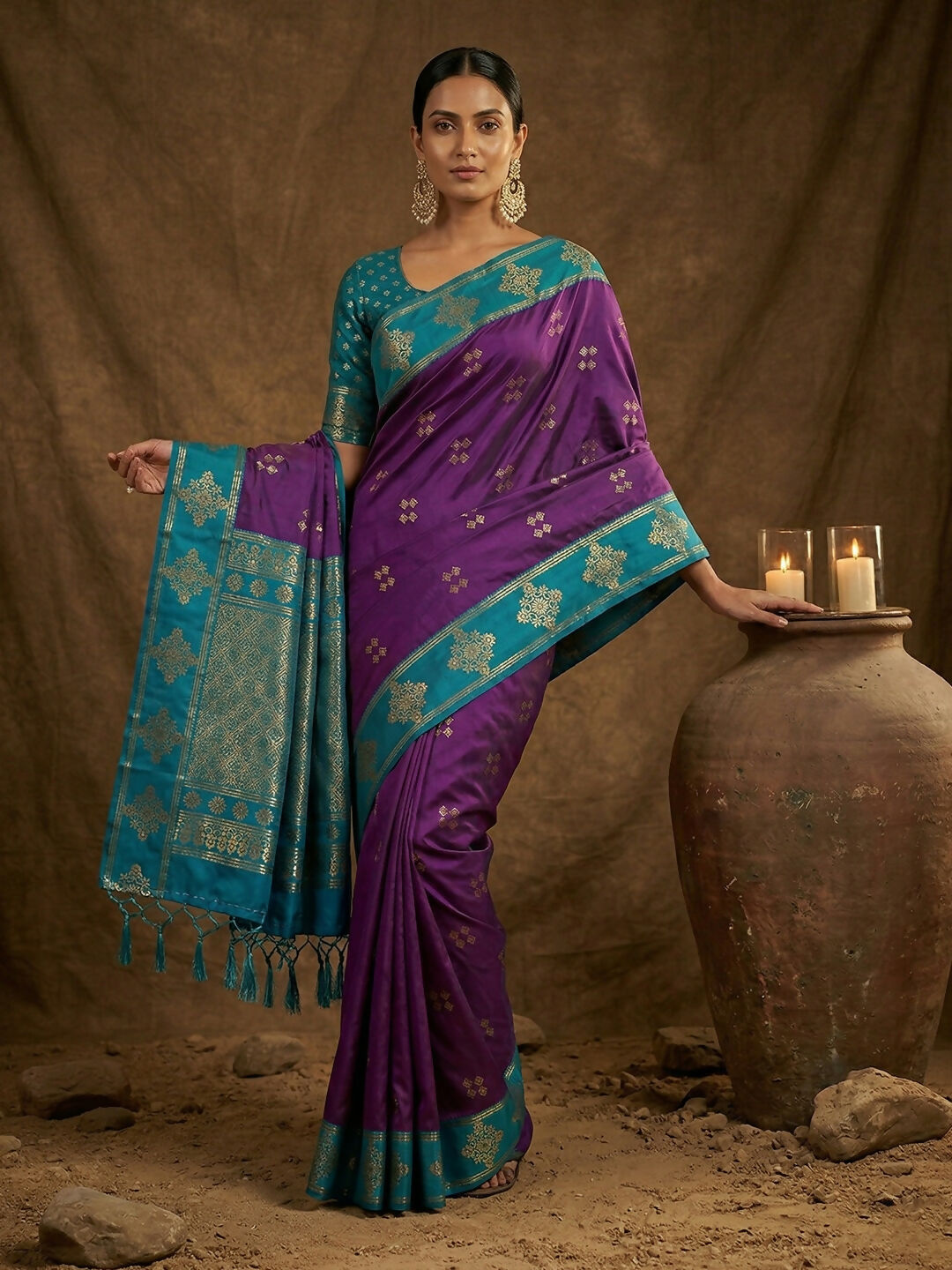Shree Shyam Fashion Violet Soft Silk Saree | Grocsy