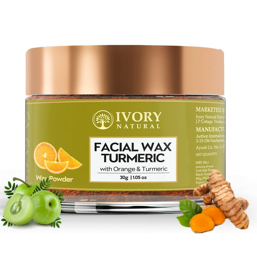 Ivory Natural Facial Wax Powder With Turmeric - Natural Facial Hair Removal Wax For Instant Skin Brightening | Grocsy