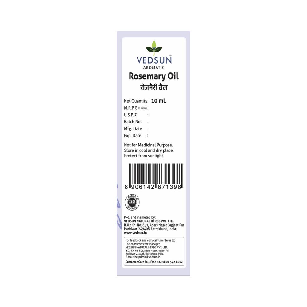 Vedsun Naturals Rosemerry Essential Oil Pure & Organic for Skin and Fragrance | Grocsy