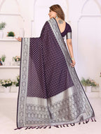 Aastha Fashion Purple Georgette Silk Zari Weaving Saree | Grocsy