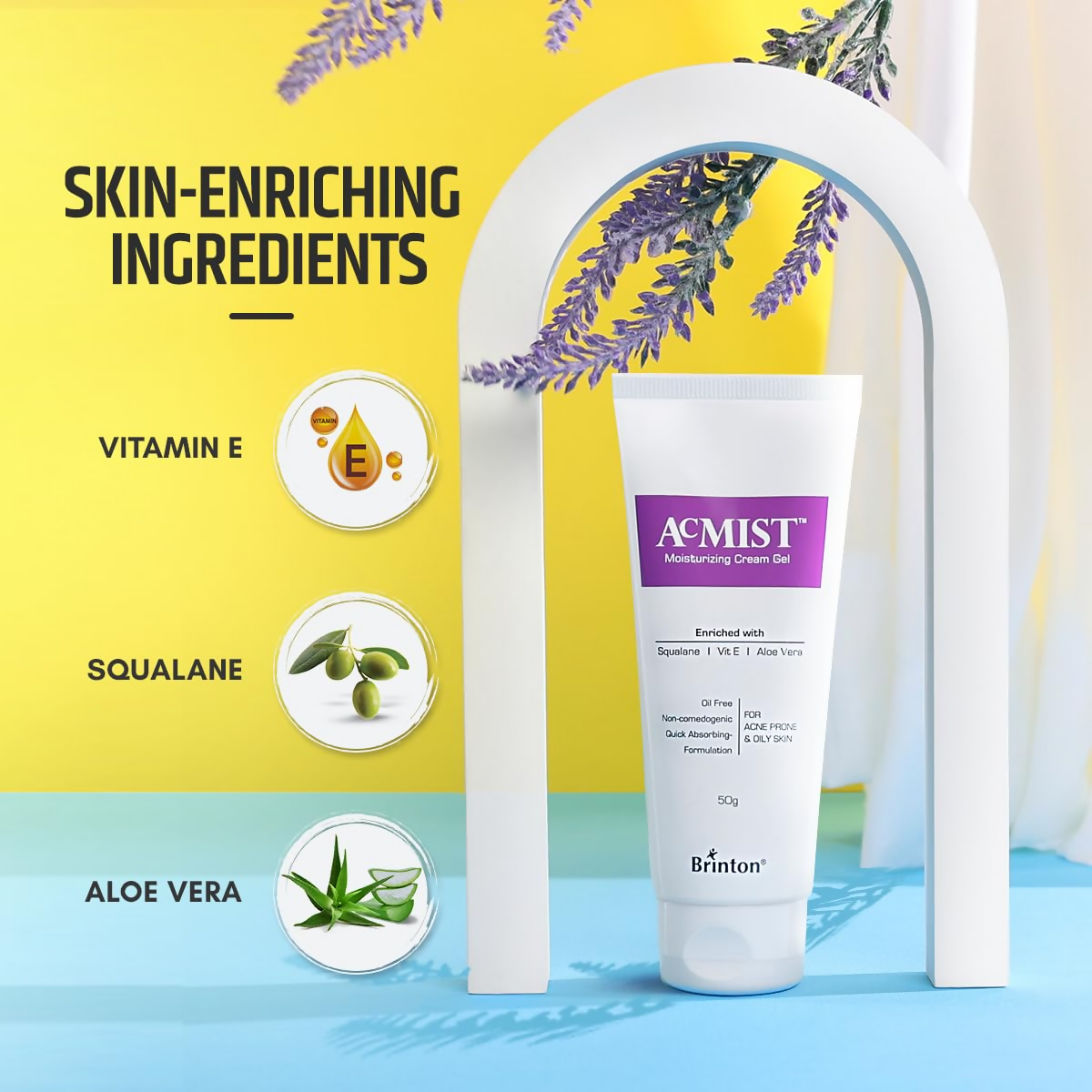 Brinton AcMist Moisturizing Cream Gel With Vitamin E & Aloe Vera, For All Skin Types | Grocsy