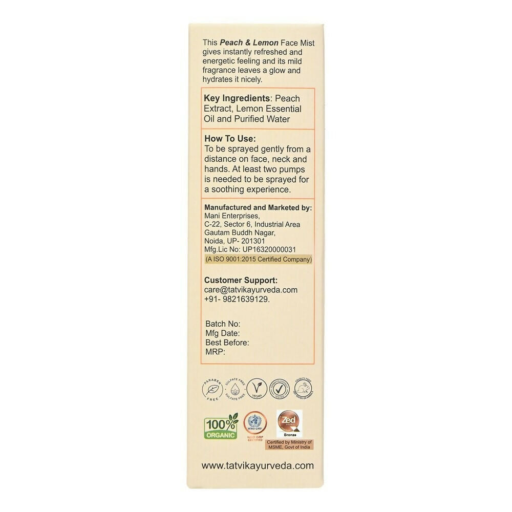 Tatvik Ayurveda Lavanya Face Mist (Peach & Lemon) | Grocsy