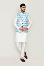 Joban Fashion White Colored Cotton Based Printed Work Men's Jacket | Grocsy