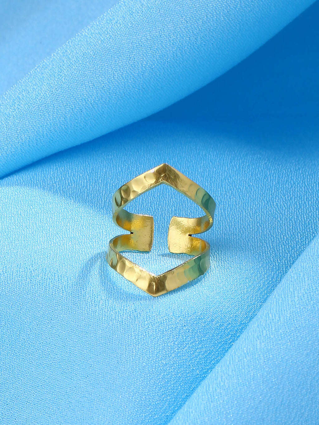 NVR Women Gold-Polished Adjustable Finger Ring | Grocsy