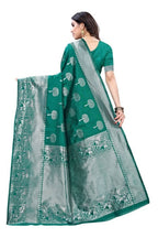 Vamika Banarasi Jacquard Weaving Rama Green Saree (AMEE RAMA) | Grocsy